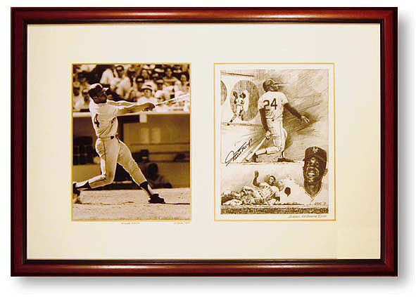 Willie Mays Photograph and Limited Edition Print With Original Signature