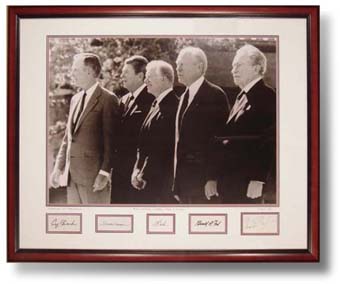 5 Presidents With Signatures Of Ronald Reagan George Bush Jimmy Carter Gerrald Ford and Richard Nixon